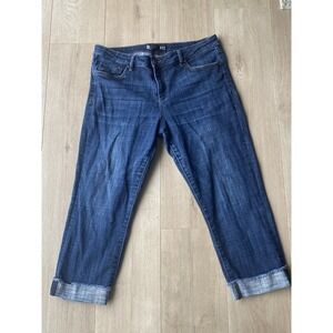 Kut from the Kloth Amy Cropped Cuffed Straight Leg Dark Wash Size 14